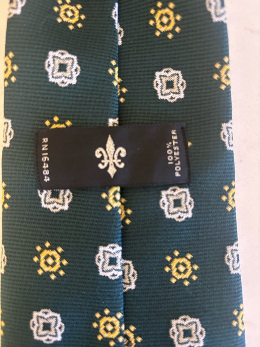 Wembley Dark Green Tie with Yellow & White Motifs